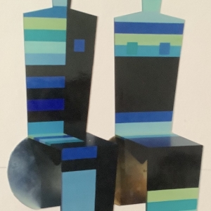 DI 2 chaises bleu vert noir